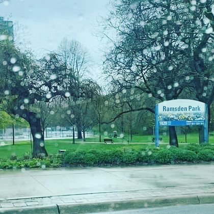 View of Ramsden Park on a rainy day